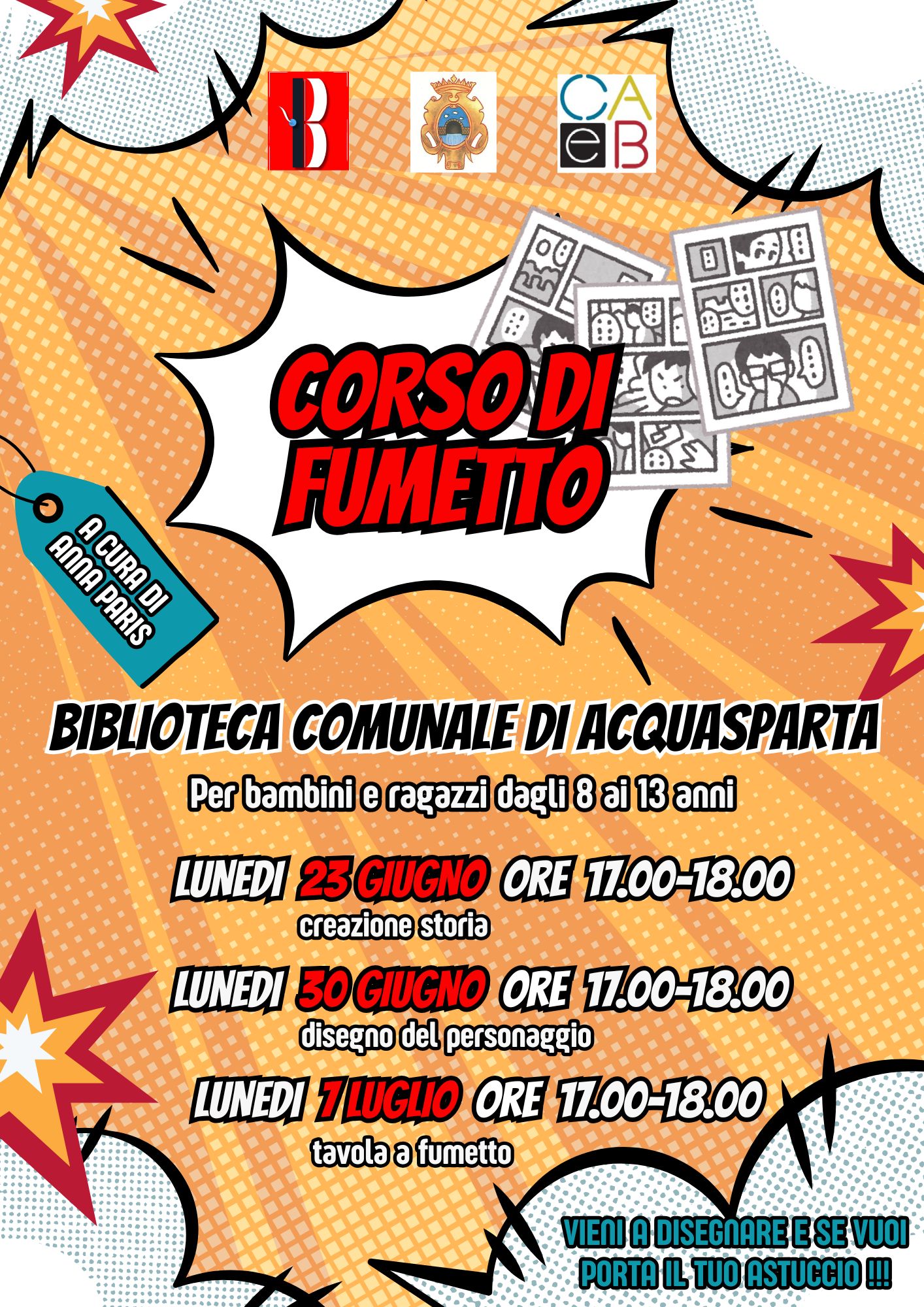 🎨💥 CORSO DI FUMETTO IN BIBLIOTECA! 💥🎨